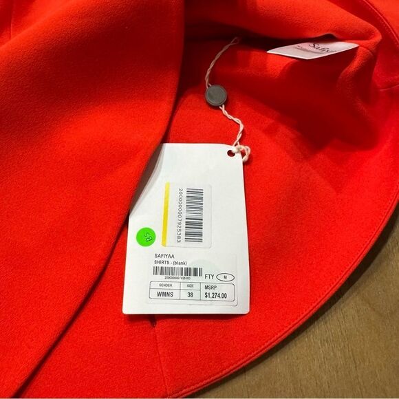 Safiyaa Peplum Blouse Size 6 Orange Asymmetrical‎ Hem V-Neck - Picture 13 of 14